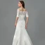 Vintage / Originale Blanche Robe De Mariée 2020 Trompette / Sirène De l'épaule 1/2 Manches Transparentes Dos Nu Fait main Brodé Royal Train Mariage