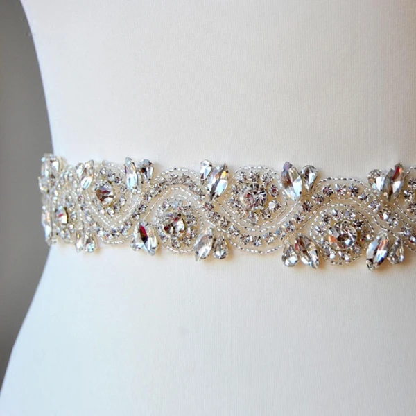 Fashion High-end Ivory Sash 2020 Satin Metal Beading Rhinestone Bridal Wedding Prom Accessories