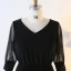 Modern / Fashion Black Plus Size Evening Dresses  2020 A-Line / Princess V-Neck Long Sleeve See-through Buttons Solid Color Tea-length Summer Evening Party Formal Dresses