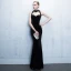 Chic / Beautiful Black 2017 Evening Dresses  High Neck Striped Backless Crystal Trumpet / Mermaid Party Dresses
