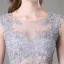 Modern / Fashion Silver Evening Dresses  2017 Scoop Neck Sleeveless Appliques Lace Beading Trumpet / Mermaid Formal Dresses Sweep Train