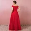 Classique Élégant Rouge Grande Taille Robe De Soirée 2018 Princesse Lacer Tulle Printemps Appliques Dos Nu Bustier Soirée Robe De Ceremonie