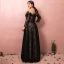 Elegante Único Negro Talla Extra Vestidos de noche 2018 A-Line / Princess Con cordones U-escote Tul Apliques Sin Espalda Noche Vestidos Formales