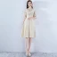 Classic Elegant Short Champagne Graduation Dresses 2018 A-Line / Princess U-Neck Charmeuse Embroidered Appliques Backless Homecoming Formal Dresses