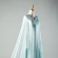 Chinese style Sky Blue Chapel Train Evening Dresses  2018 A-Line / Princess V-Neck Tulle With Cloak Appliques Beading Evening Party Formal Dresses