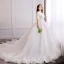 Luxus / Herrlich Weiß Übergröße Ballkleid Brautkleider / Hochzeitskleider 2019 Spitze Tülle Applikationen Rückenfreies Stickerei Handgefertigt Bandeau Kapelle-Schleppe Hochzeit