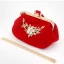 Chic / Beautiful Red Clutch Bags Beading Crystal Rhinestone Velour Homecoming Cocktail Party Evening Party Accessories 2019