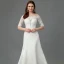 Vintage / Originale Blanche Robe De Mariée 2020 Trompette / Sirène De l'épaule 1/2 Manches Transparentes Dos Nu Fait main Brodé Royal Train Mariage