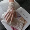 Ivory Beading Lace Pearl Tulle Wedding Chic / Beautiful 2020 Accessories Bridal Gloves