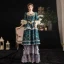 Vintage / Retro Medieval Dark Green Ball Gown Prom Dresses 2021 U-Neck Floor-Length / Long 1/2 Sleeves 3D Lace Flower Printing Cosplay Prom Formal Dresses