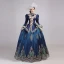 Vintage / Retro Medieval Navy Blue Ball Gown Prom Dresses 2021 Long Sleeve High Neck Floor-Length / Long 3D Lace Flower Embroidered Cosplay Prom Formal Dresses