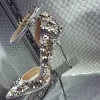 Chic / Beautiful 2017 10 cm / 4 inch Gold Silver Casual Satin Appliques High Heels Stiletto Heels Pumps Wedding Shoes