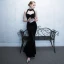 Chic / Beautiful Black 2017 Evening Dresses  High Neck Striped Backless Crystal Trumpet / Mermaid Party Dresses