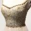 Elegant Champagne Evening Dresses  2017 A-Line / Princess V-Neck Charmeuse Appliques Backless Beading Handmade  Evening Party Formal Dresses