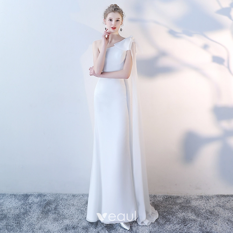Elegant Women White Dresses Bare Shoulder Long Sleeve Bow Dress for We –  Iyla-jenae
