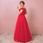 Classique Élégant Rouge Grande Taille Robe De Soirée 2018 Princesse Lacer Tulle Printemps Appliques Dos Nu Bustier Soirée Robe De Ceremonie