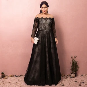 Classy Amazing Unique Black Plus Size Evening Dresses 2018 A Line Princess Lace Up U Neck Tulle Appliques Backless Evening Party Formal Dresses