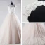 Chic / Belle Champagne Cathedral Train Mariage 2018 Princesse Transparentes Tulle Col Haut Dos Nu Perlage Plissée Faux Diamant Robe De Mariée