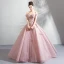 Amazing / Unique Blushing Pink Floor-Length / Long Prom Dresses 2018 Lace-up Tulle Appliques Backless Beading Strapless Ball Gown Formal Dresses