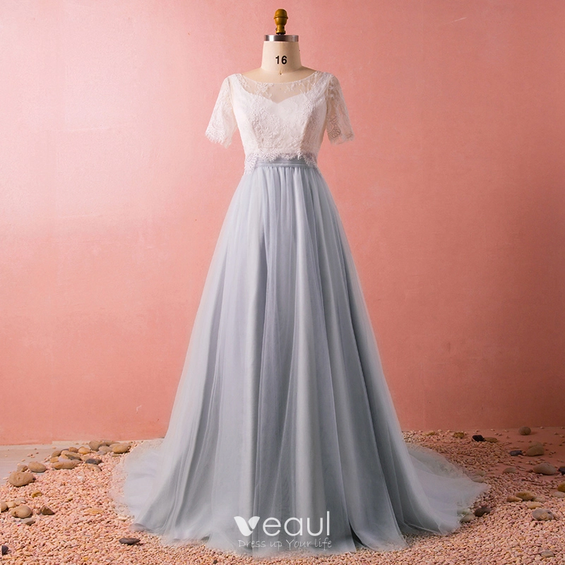 Elegant Grey Bridesmaid Dresses With Lace Up Elegant Grey Bridesmaid Dresses With Lace Up