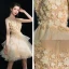 Luxury / Gorgeous Short Champagne Party Dresses 2018 Tulle A-Line / Princess V-Neck Appliques Backless Homecoming Formal Dresses