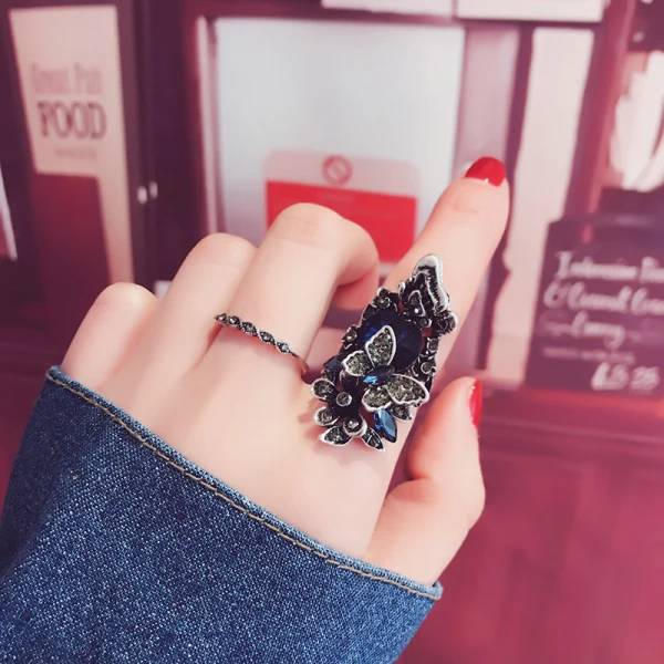 Unique Bleu Roi Faux Diamant Alliage Pierres précieuses synthétiques Club de carnaval Anneaux 2019 Accessorize