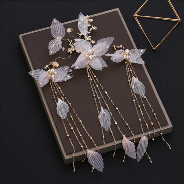 Klassisk Elegant Hvit Øredobber Hodepynt 2019 Beading Perle Rhinestone Dusk Metall Bryllup Tilbehør