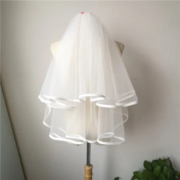 Modest Simple Ivory Short Wedding Veils 2019 Tulle Wedding Accessories