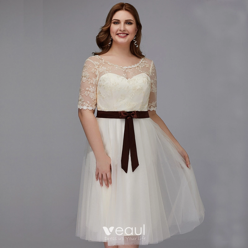 formal plus size graduation dresses Berylove Women Elegant A Line Graduation Dress Satin White V Neck Plus Size Midi Party Dress, White / custom