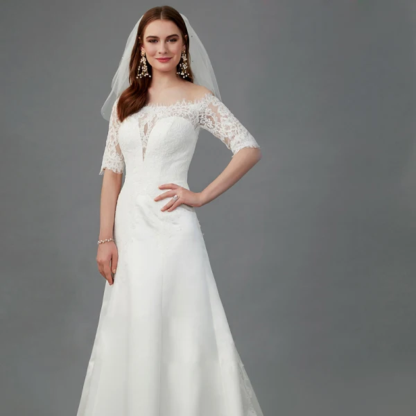 Vintage / Originale Blanche Robe De Mariée 2020 Trompette / Sirène De l'épaule 1/2 Manches Transparentes Dos Nu Fait main Brodé Royal Train Mariage