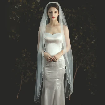 Modest Simple Ivory Wedding Veils 2020 Tea Length Tulle Wedding