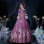 Vintage / Retro Medieval Grape Ball Gown Prom Dresses 2021 Floor-Length / Long 3/4 Sleeve U-Neck Zipper Up Handmade  Beading Rhinestone 3D Lace Backless Prom Cosplay Formal Dresses