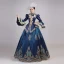 Vintage / Retro Medieval Navy Blue Ball Gown Prom Dresses 2021 Long Sleeve High Neck Floor-Length / Long 3D Lace Flower Embroidered Cosplay Prom Formal Dresses