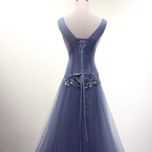 Schöne Himmelblau Abendkleider 2017 A Linie V-Ausschnitt Organza Pailletten Applikationen Rückenfreies Abend Festliche Kleider