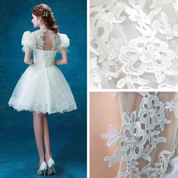 Schöne Weiß Hochzeit 2018 Spitze U-Ausschnitt A Linie Perlenstickerei Applikationen Rückenfreies Brautkleider