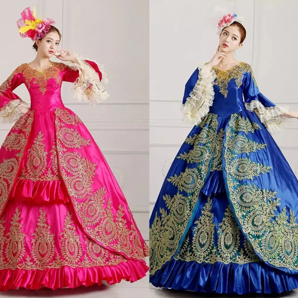 Vintage / Retro Green Puffy Ball Gown Prom Dresses 2018 3/4 Sleeve Charmeuse V-Neck Lace-up Appliques Beading Formal Dresses