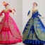 Vintage / Retro Green Puffy Ball Gown Prom Dresses 2018 3/4 Sleeve Charmeuse V-Neck Lace-up Appliques Beading Formal Dresses