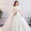 Klassisch Elegante Weiß Übergröße Brautkleider / Hochzeitskleider 2019 A Linie Spitze Tülle Applikationen Rückenfreies Bandeau Kapelle-Schleppe Hochzeit