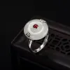 Classic Elegant Silver Handmade  Peace Hope Ring Agate Evening Party Rings 2019 Accessories