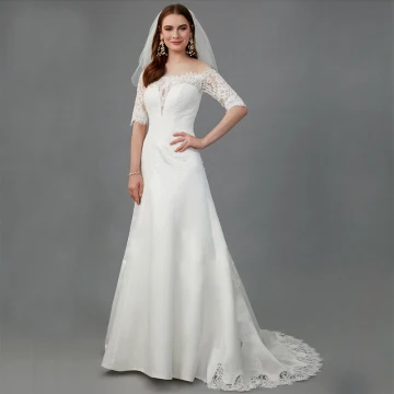 Vintage Retro White Wedding Dresses 2020 Trumpet Mermaid Off The Shoulder 1 2 Sleeves See Through Backless Handmade Embroidered Royal Train Wedding