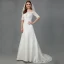 Vintage / Originale Blanche Robe De Mariée 2020 Trompette / Sirène De l'épaule 1/2 Manches Transparentes Dos Nu Fait main Brodé Royal Train Mariage