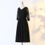 Modern / Fashion Black Plus Size Evening Dresses  2020 A-Line / Princess V-Neck Long Sleeve See-through Buttons Solid Color Tea-length Summer Evening Party Formal Dresses