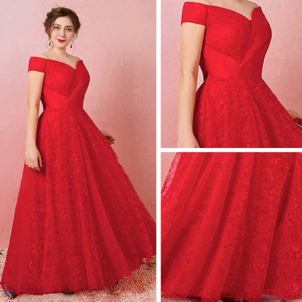 Chic / Beautiful Red Plus Size Evening Dresses 2018 A-Line / Princess Tulle Lace-up Cap Sleeves Backless Strapless Summer Evening Party Formal Dresses