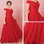 Chic / Beautiful Red Plus Size Evening Dresses  2018 A-Line / Princess Tulle Lace-up Cap Sleeves Backless Strapless Summer Evening Party Formal Dresses