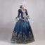 Vintage / Retro Medieval Navy Blue Ball Gown Prom Dresses 2021 Long Sleeve High Neck Floor-Length / Long 3D Lace Flower Embroidered Cosplay Prom Formal Dresses