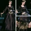 Vintage / Retro Medieval Gothic Baroque Black Evening Dresses 2021 Crossed Straps Lace Embroidered U-Neck Cosplay Dancing Long Sleeve Winter Ball Gown Prom Dresses