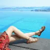 Bohemia Modern / Fashion Red Womens Sandals Beach Outdoor / Garden Summer Strappy X-Strap Womens Shoes 2019