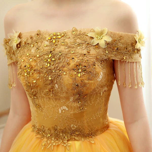 strapless open back dress Gold Beaded Long Prom Dresses Cheap Formal Dresses |Sheergirl.com –  SheerGirl
