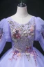 Elegant Lavender Sequins Lace Flower Prom Dresses 2022 Ball Gown Scoop Neck 3/4 Sleeve Backless Floor-Length / Long Formal Dresses