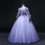 Elegant Lavender Sequins Lace Flower Prom Dresses 2022 Ball Gown Scoop Neck 3/4 Sleeve Backless Floor-Length / Long Formal Dresses